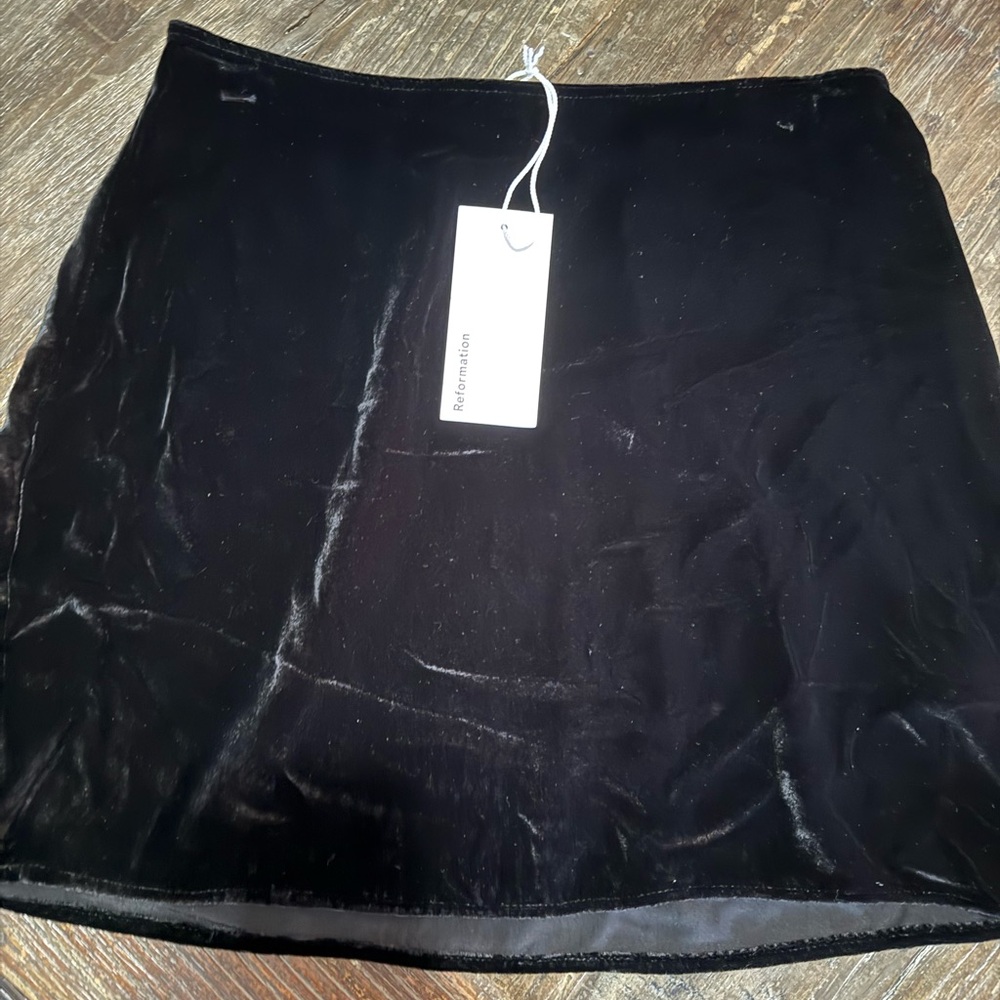 Reformation Black Velvet Skirt